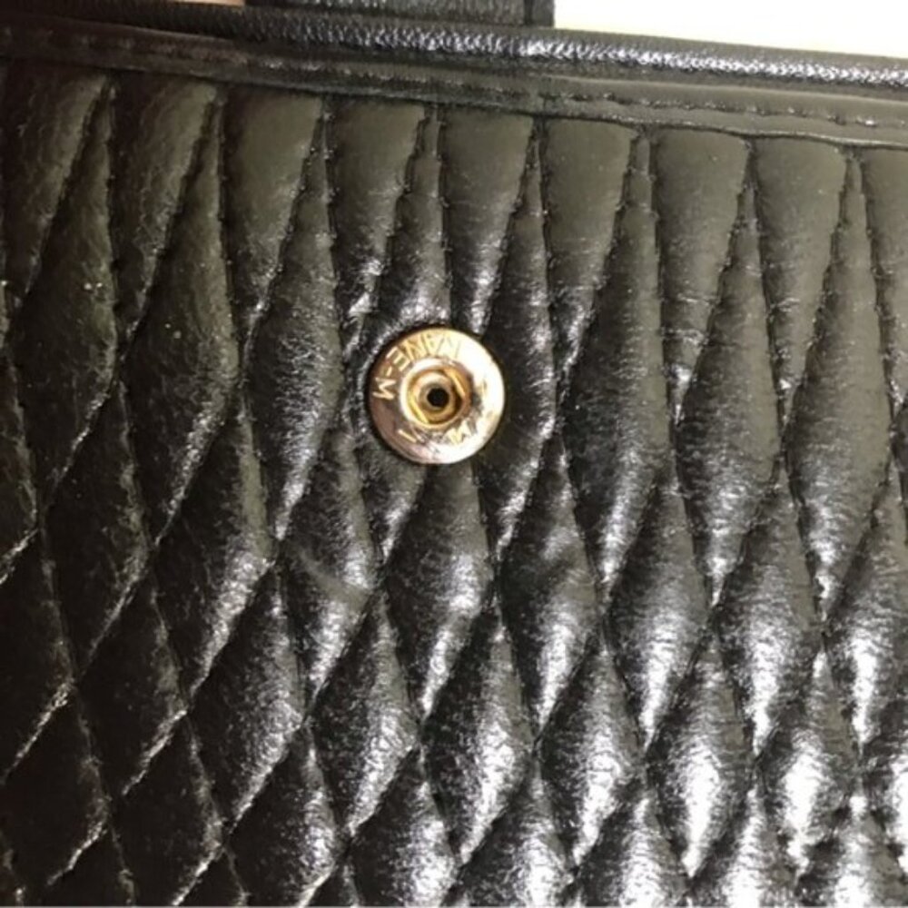 BALLY 80s Vintage Quilted Lambskin Logo Wallet Clutch Black Fold Zipper Bag Gold - Picture 14 of 16